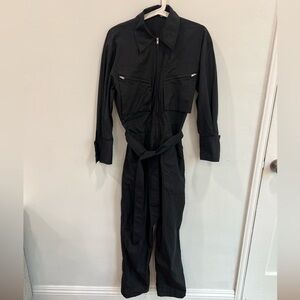 & Other Stories dark navy utility nylon jumpsuit with a zipper